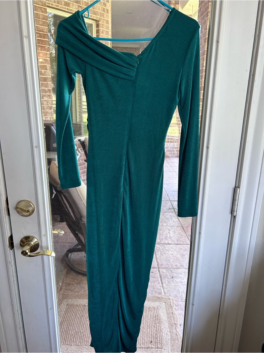 Lena Teal Long Sleeve Draped Maxi Dress